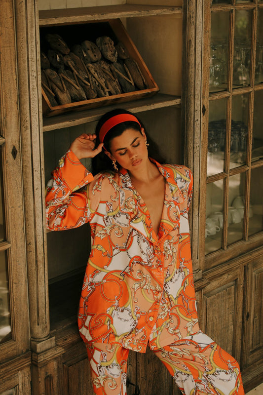 Aurelie Orange Wrap Top