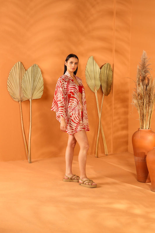 DEEP RED KISA KİMONO