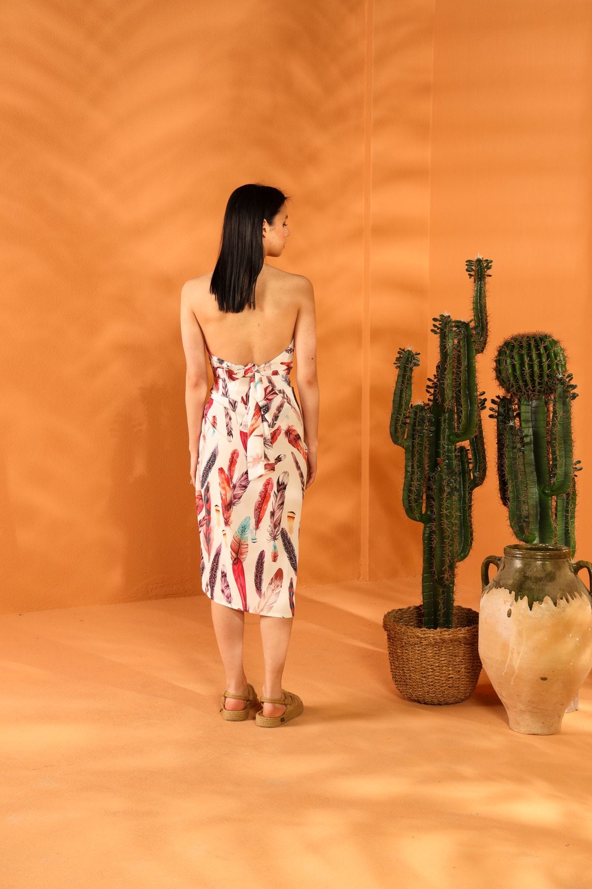 WHITE FEATHER PAREO SKIRT