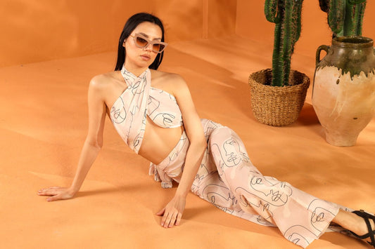 POKER FACE SHAWL AND PANTS SET