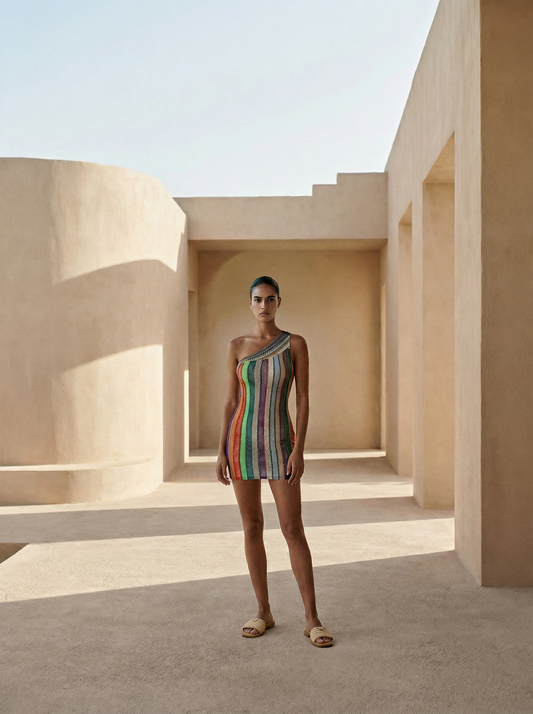 CASABLANCA ONE-SHOULDER SHORT DRESS