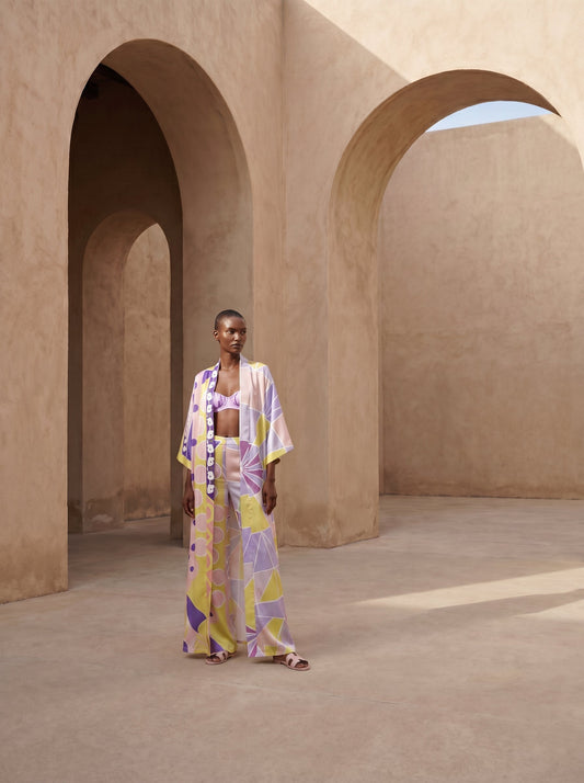PORTOFINO LONG KIMONO & TROUSERS SET