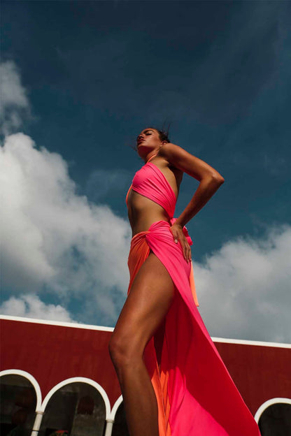 No Limit Orange &amp; Pink Skirt