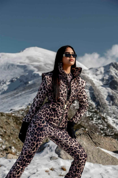Leopardenmuster Skijacke &amp; Skihose Set