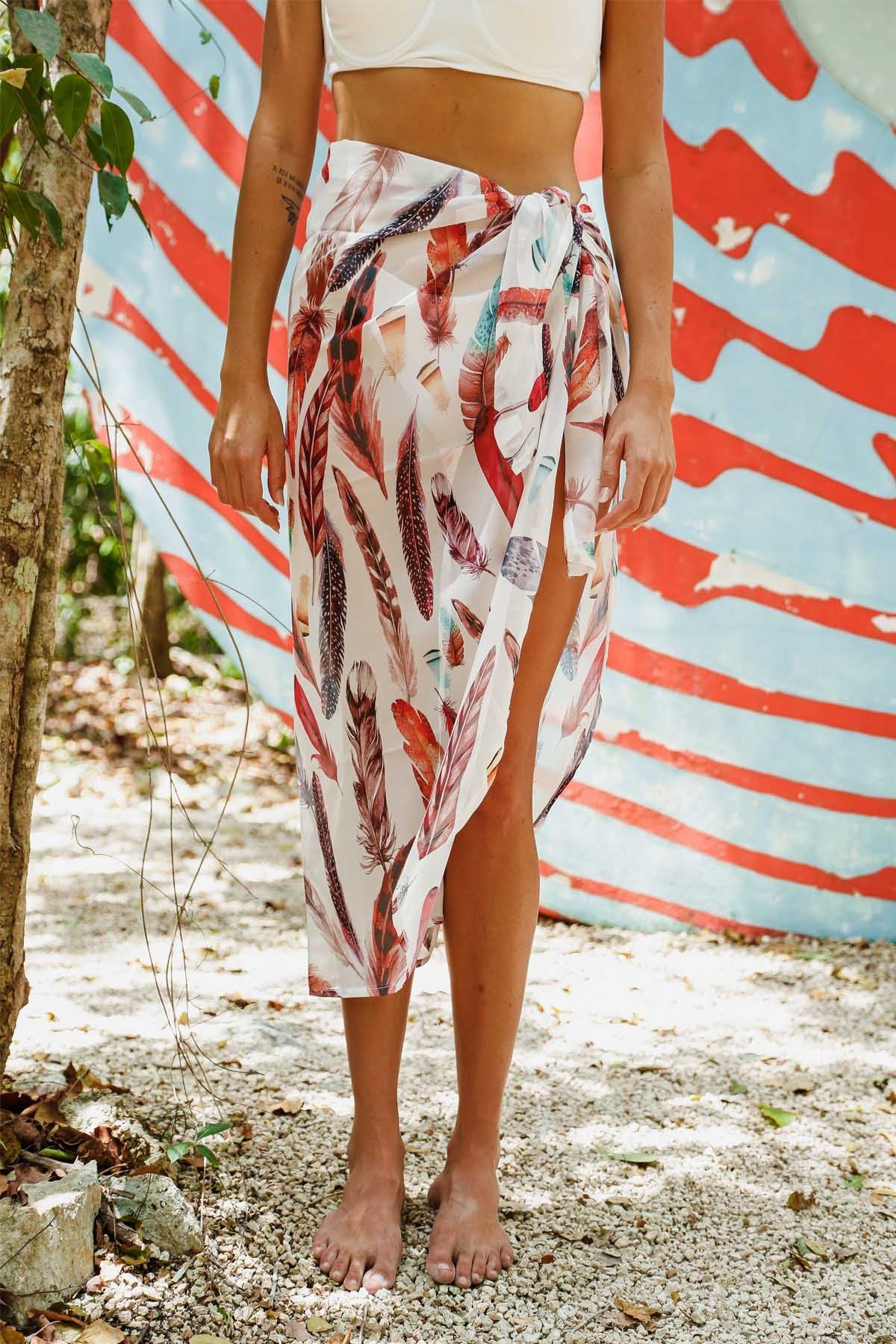 White Feather Pareo Skirt