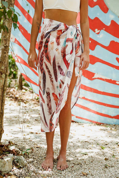 White Feather Pareo Skirt