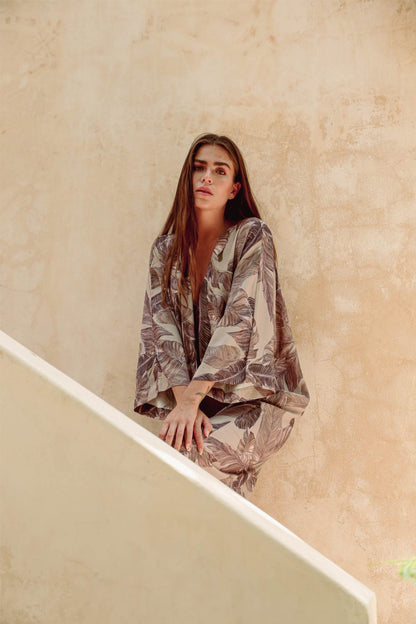 Cappuccino Kimono & Hosenanzug
