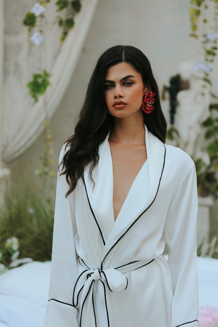 Jardin De Soie Shawl Collar Top