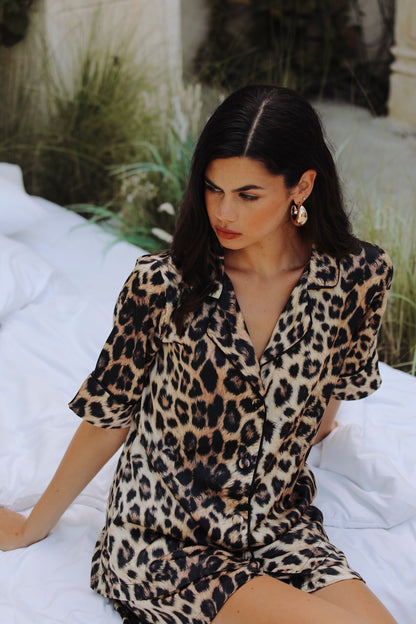 Leopard Short-Sleeve Shirt Top