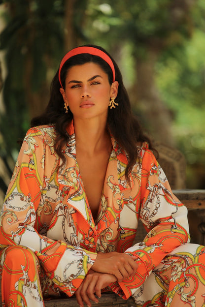 Aurelie Orange Wrap Top