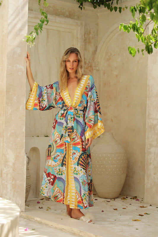 Borde Uzun Kimono Sabahlık