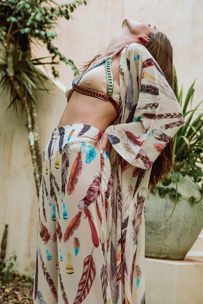 Cream Feather Pantolon