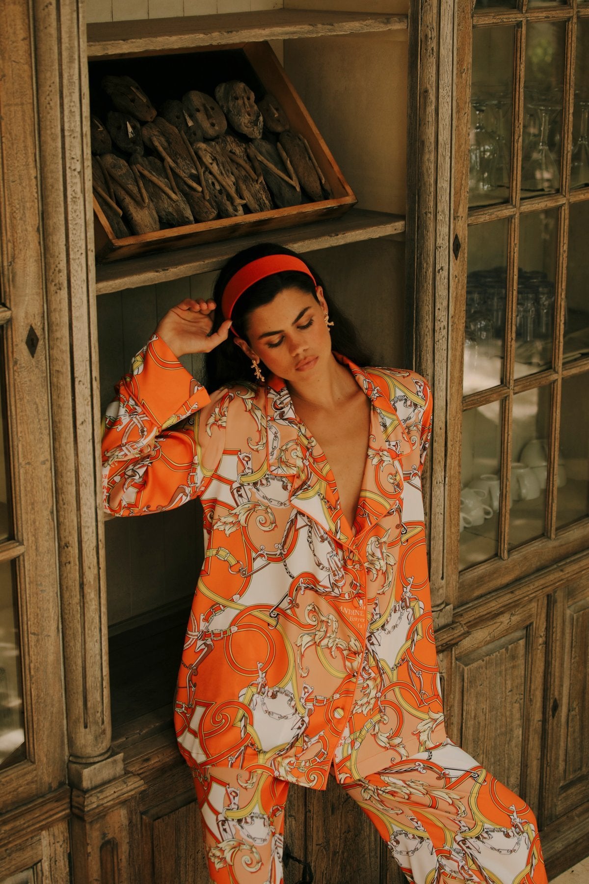 Aurelie Orange Wrap Top