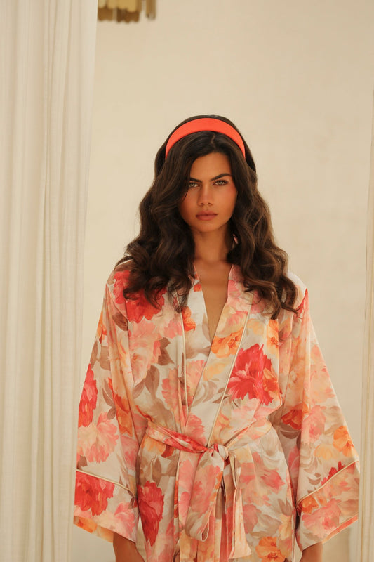 Nuit Florale Kurze Kimono-Robe