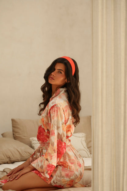 Nuit Florale Short Kimono Robe