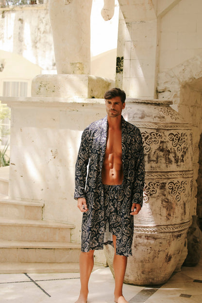 Armand Lacivert Kimono Sabahlık