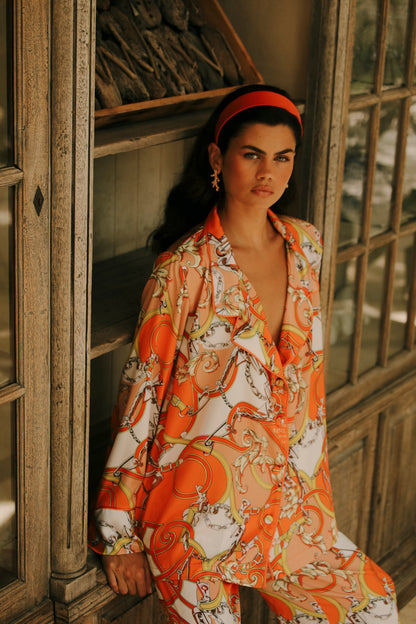 Aurelie Orange Wrap Top