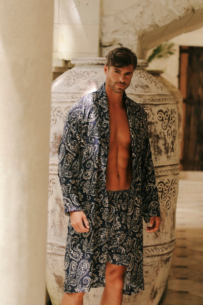 Armand Lacivert Kimono Sabahlık