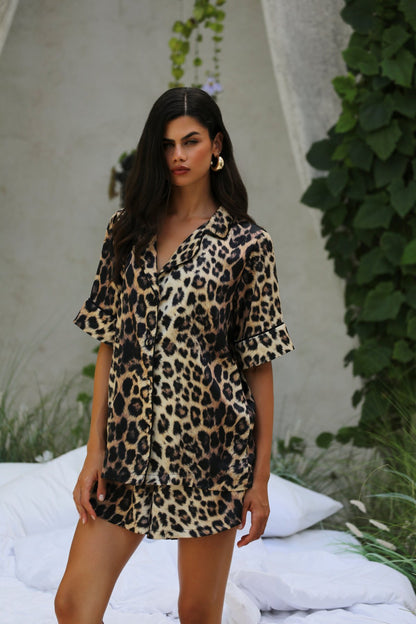Leopard Short-Sleeve Shirt Top