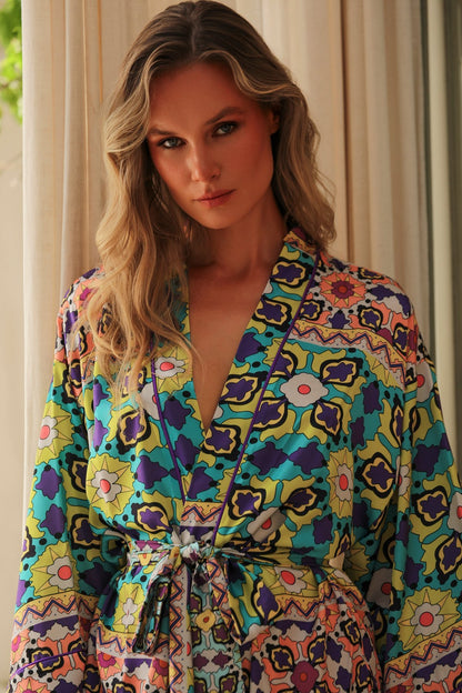 Etnique Uzun Kimono Sabahlık