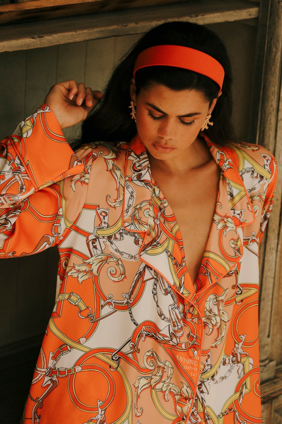 Aurelie Orange Wrap Top