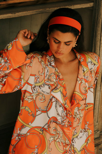 Aurelie Orange Wrap Top