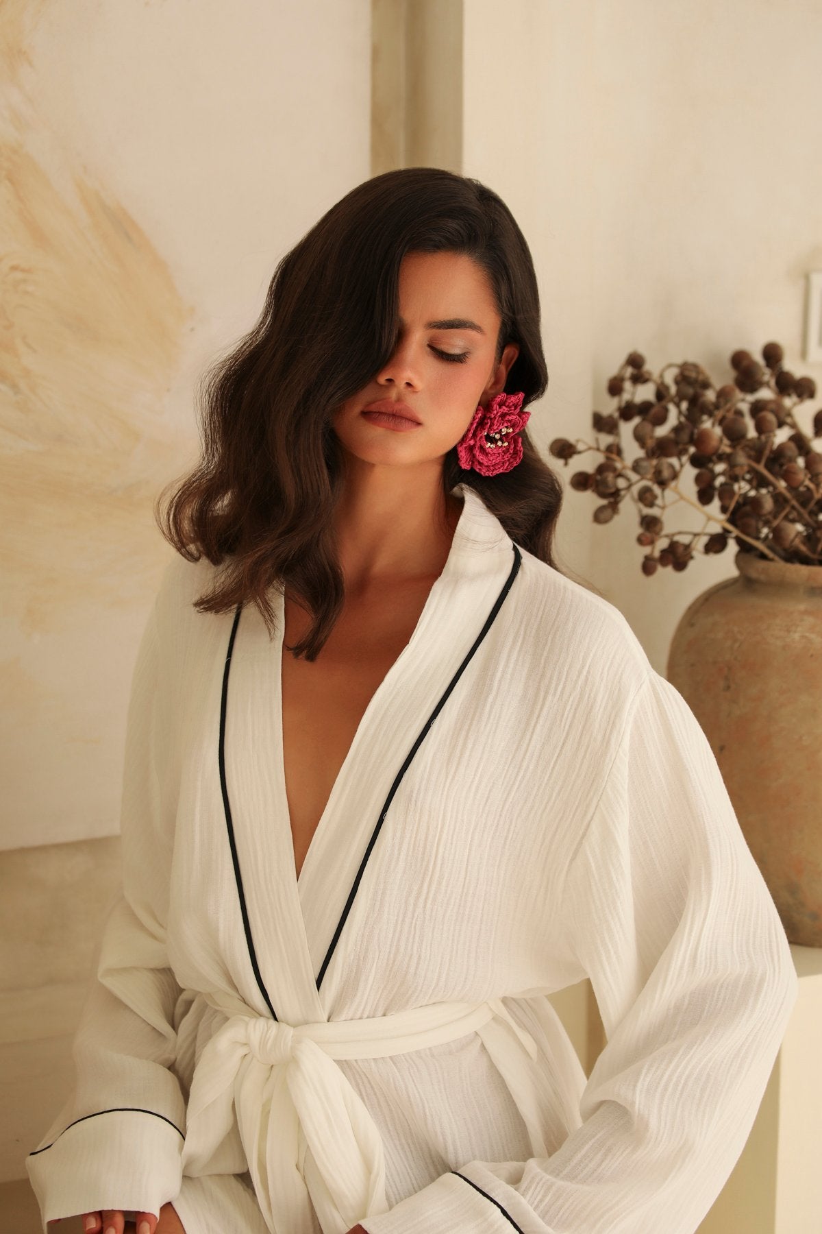 Helen Blanc Uzun Kimono Sabahlık