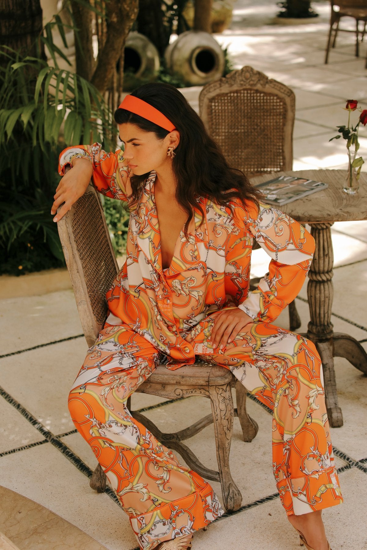 Aurelie Orange Pants Suit