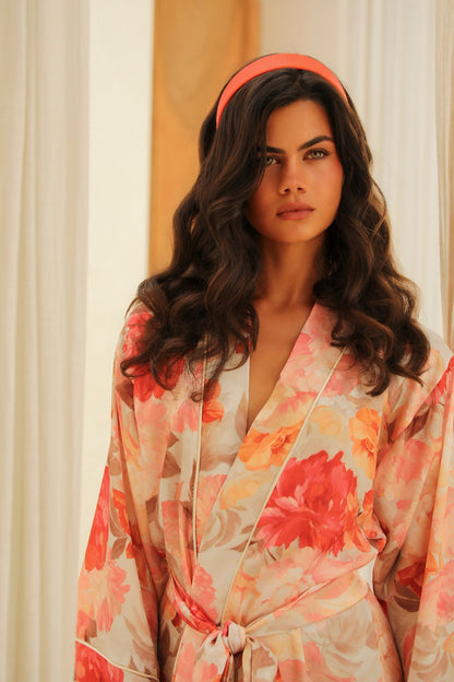 Nuit Florale Short Kimono Robe