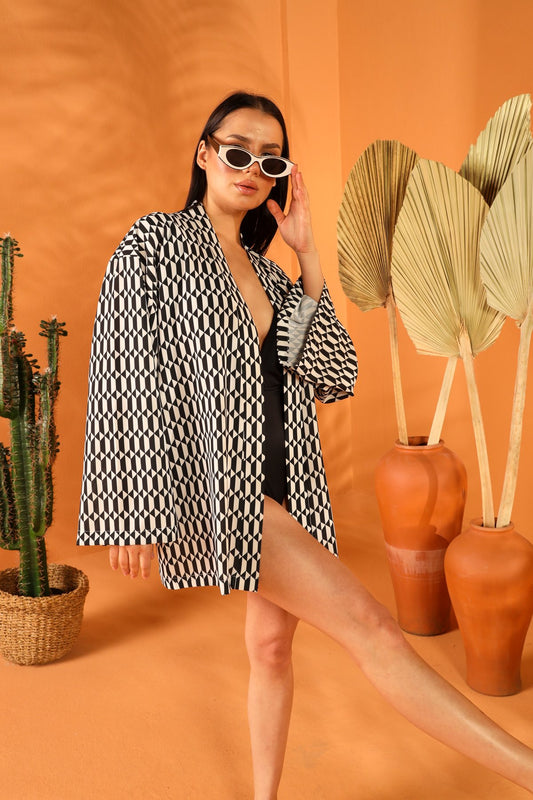 MONOCHROME KISA KİMONO