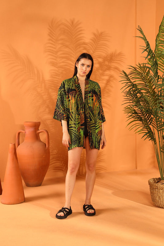 EVERGREEN SHORT KIMONO
