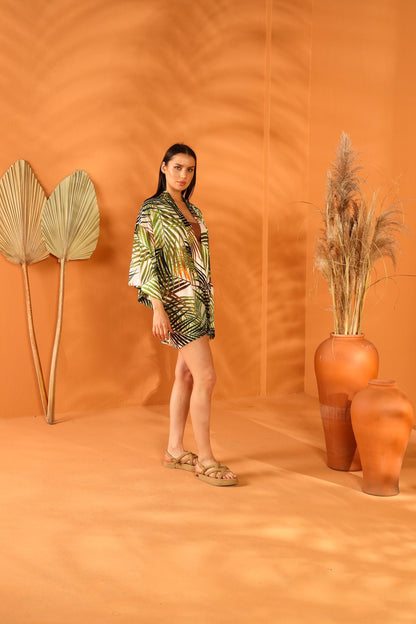 PALMATE KISA KİMONO