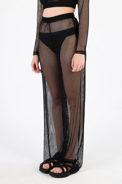 BLACK FISHNET KISA ÜST PANTOLON TAKIM