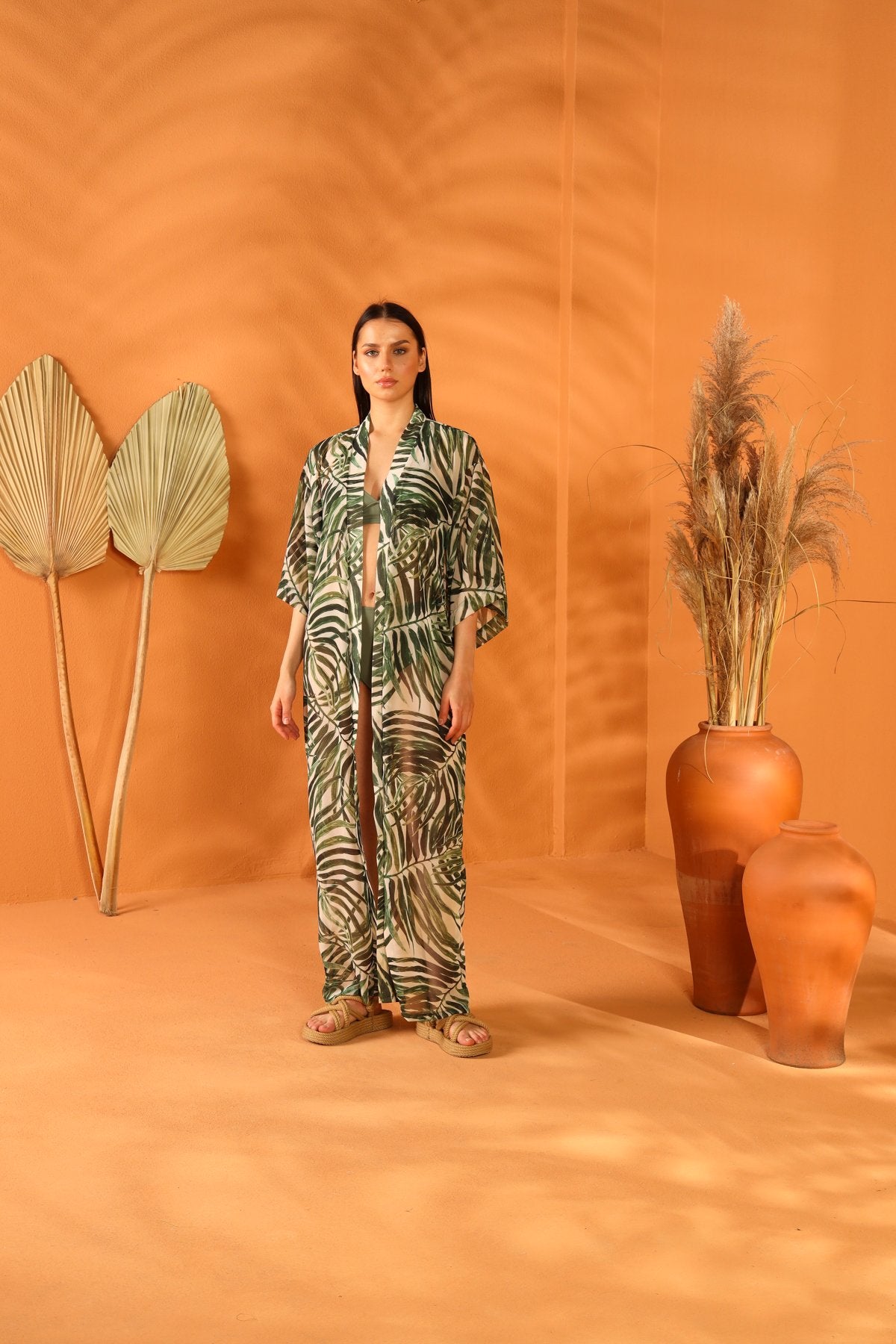 WHITE BOTANICAL UZUN KİMONO