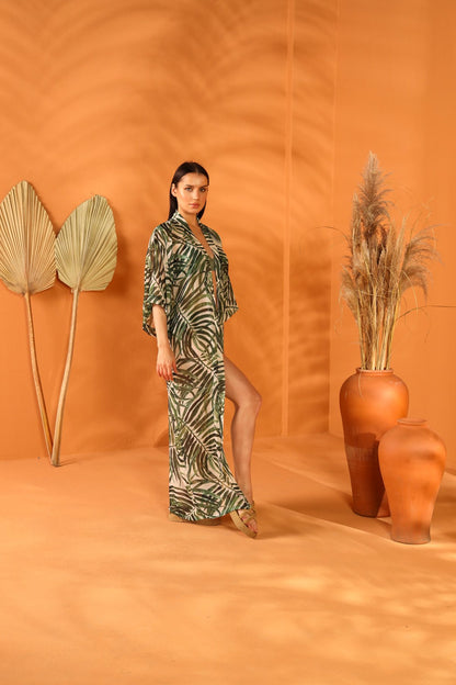 WHITE BOTANICAL UZUN KİMONO