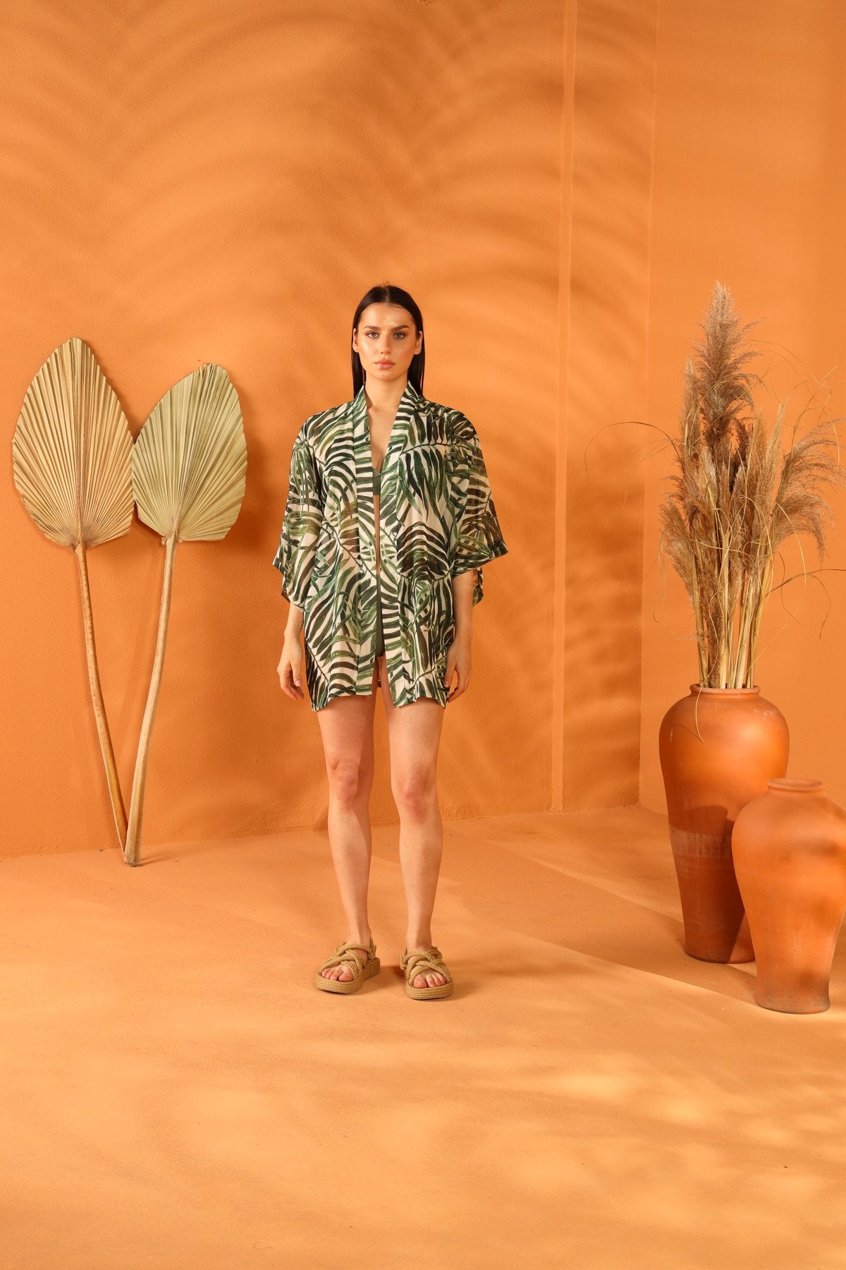 WHITE BOTANICAL KISA KİMONO