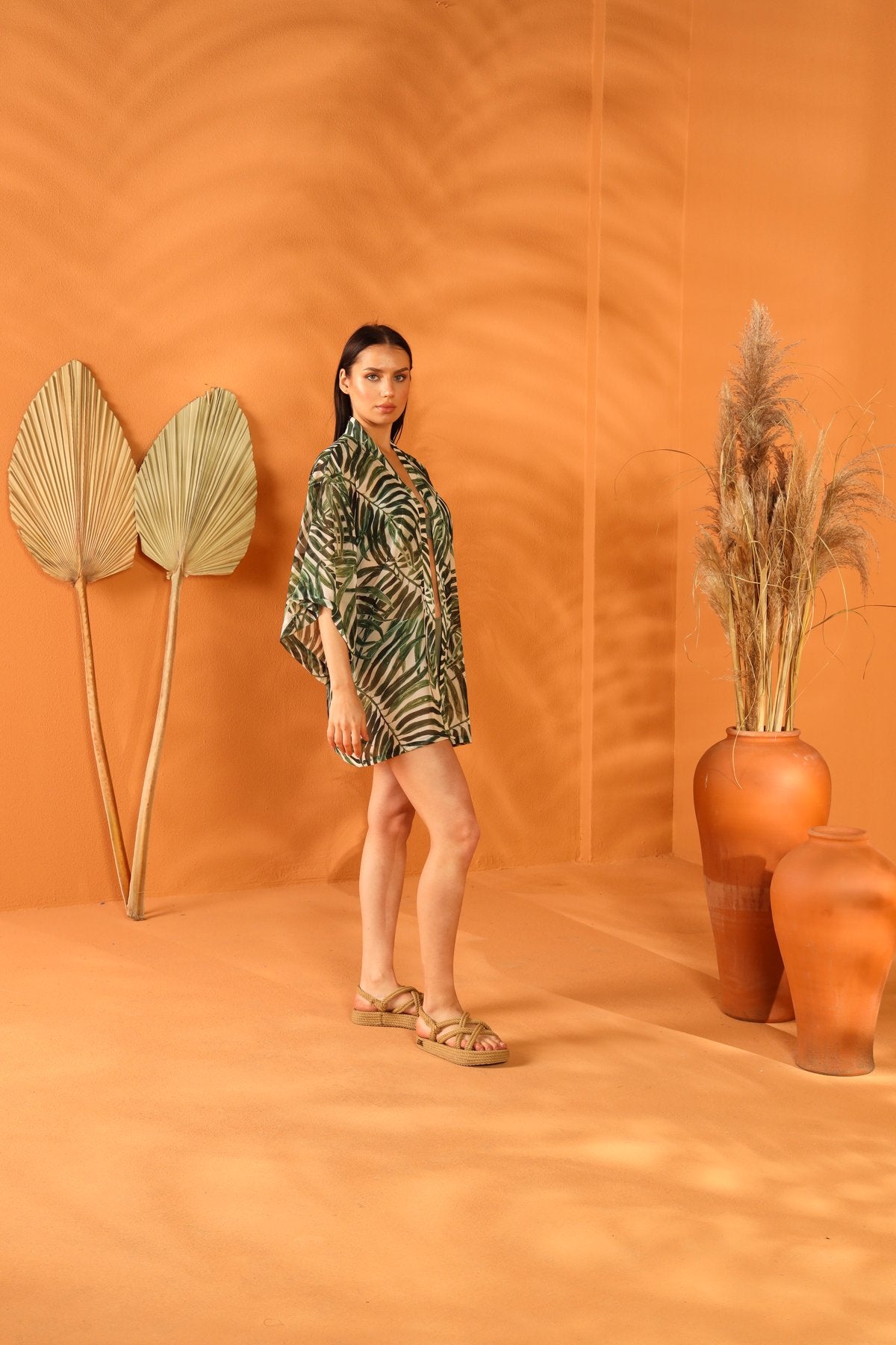 WHITE BOTANICAL KISA KİMONO