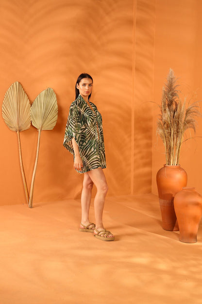 WHITE BOTANICAL KISA KİMONO