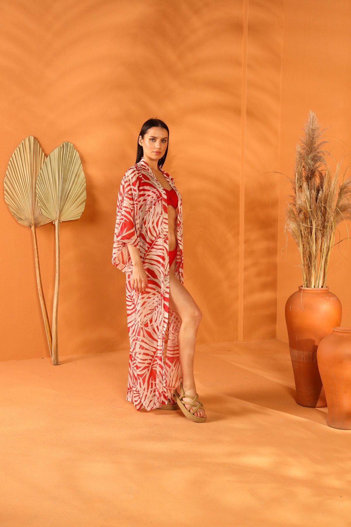 DEEP RED LONG KIMONO