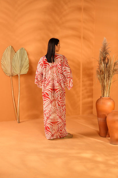 DEEP RED LONG KIMONO