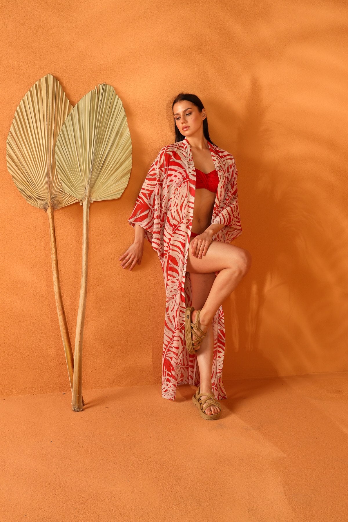 DEEP RED LONG KIMONO