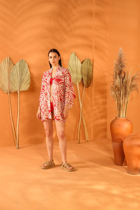 DEEP RED KISA KİMONO