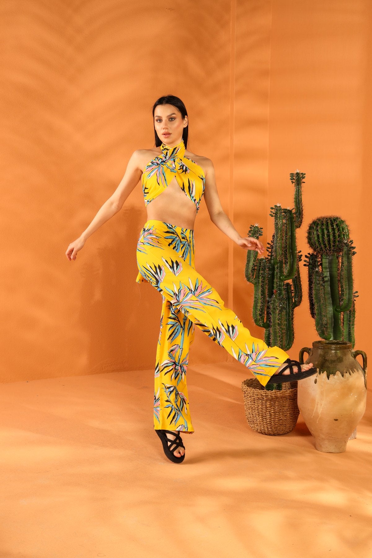 SUN BEAM SHAWL TROUSER SET