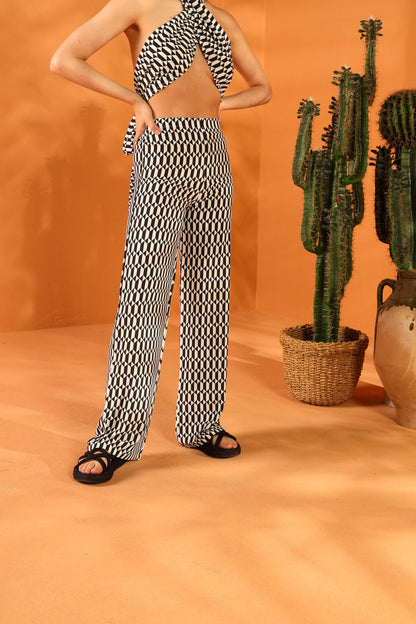 MONOCHROME SHAWL AND TROUSER SET