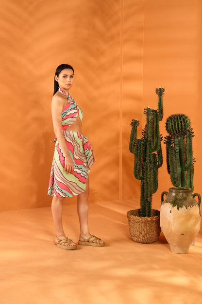PINKY PROMISE SHAWL PAREO SKIRT SET