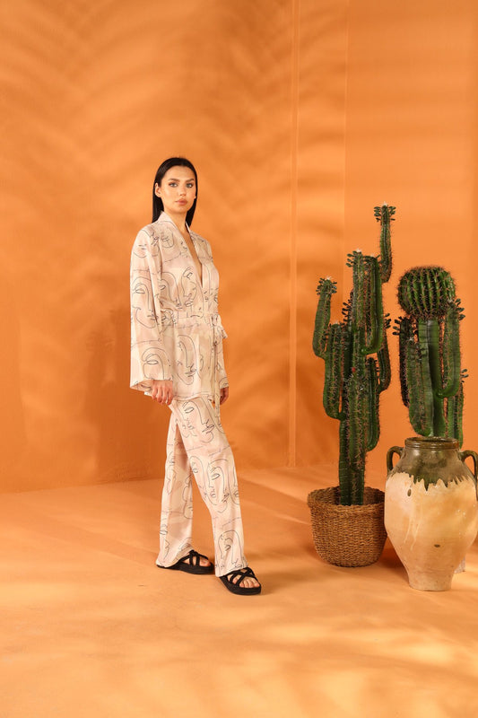 POKER FACE KIMONO- UND HOSENSET