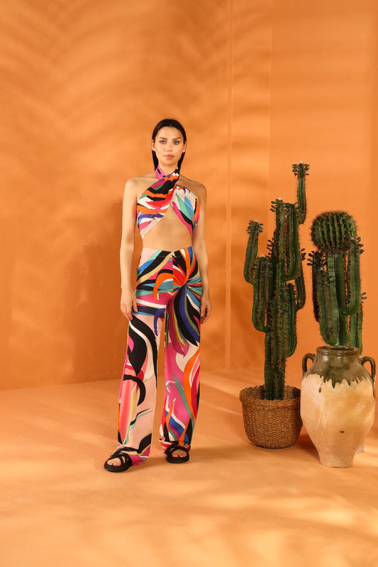 MULTI COLORED ŞAL PANTOLON TAKIM