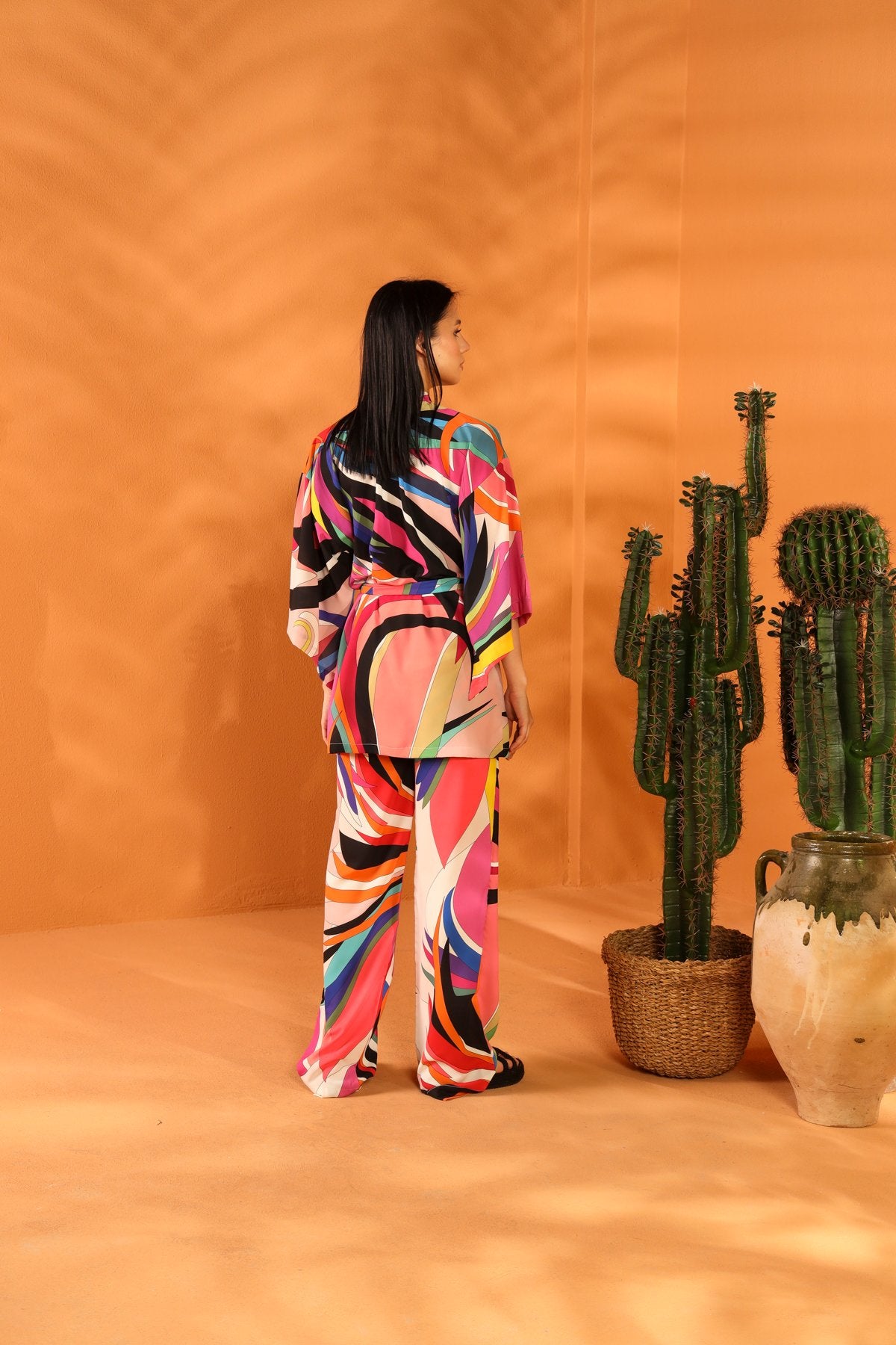 MULTI COLORED KIMONO TROUSERS SET