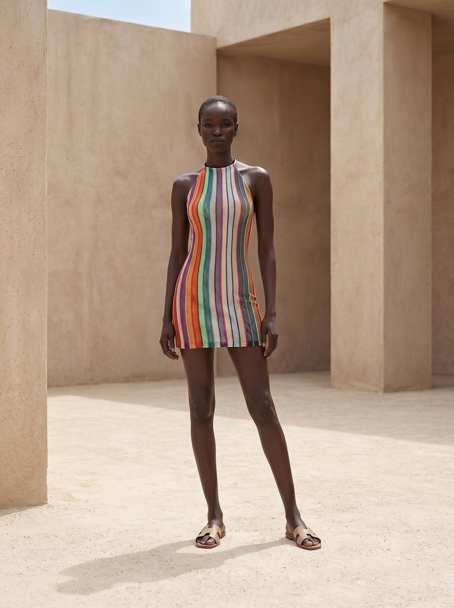 CASABLANCA HALTER NECK SHORT DRESS