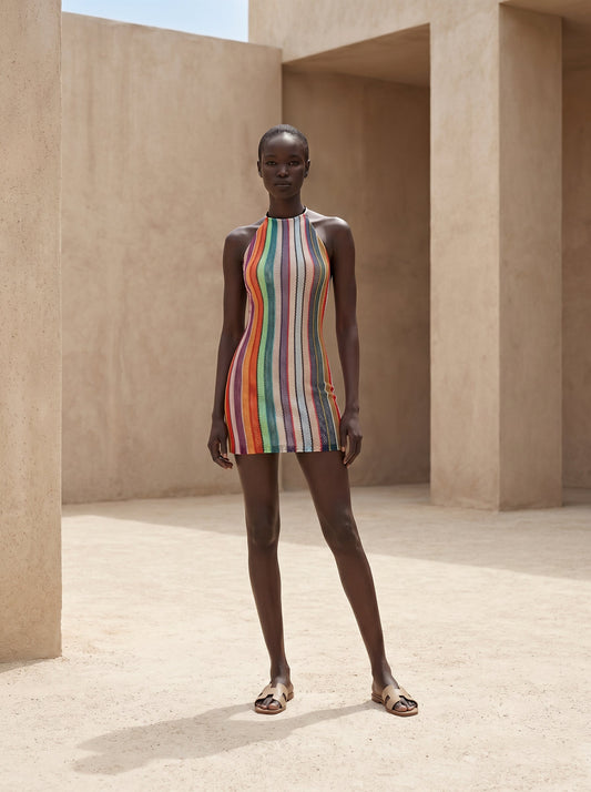 CASABLANCA HALTER NECK SHORT DRESS